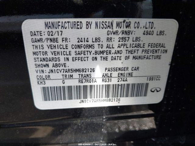 JN1CV7AR5HM682126 Infiniti Q50 2.0t Base