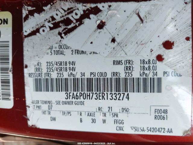 3FA6P0H73ER133274 Ford FUSION SE