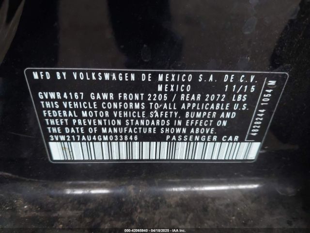 3VW217AU4GM033846 Volkswagen Golf Tsi S 4-door
