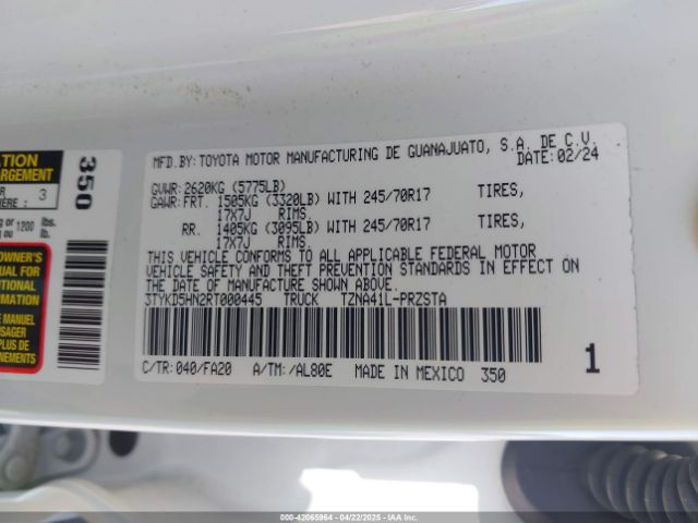 2024 TOYOTA TACOMA 3TYKD5HN2RT000445 Photo 8