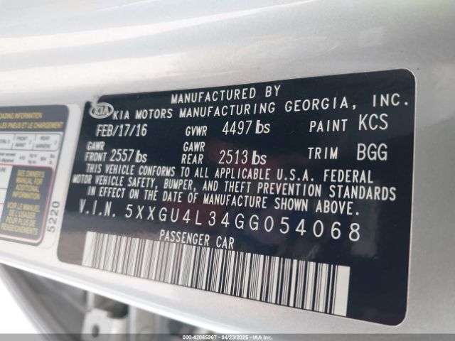 5XXGU4L34GG054068 KIA t-gdi theta ii