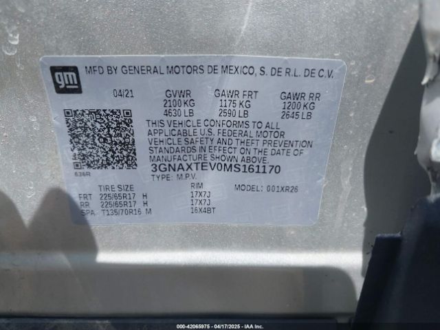 2021 CHEVROLET EQUINOX 3GNAXTEV0MS161170 Photo 8