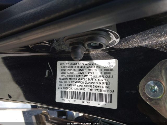 2HGFC1F74GH654695 Honda Civic Ex-l