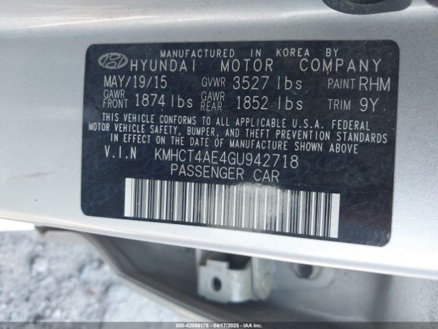 KMHCT4AE4GU942718 Hyundai ACCENT SE