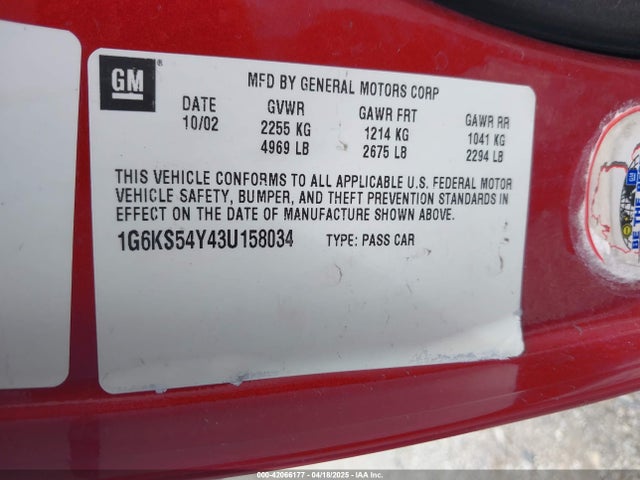 2003 CADILLAC SEVILLE 1G6KS54Y43U158034 Photo 8