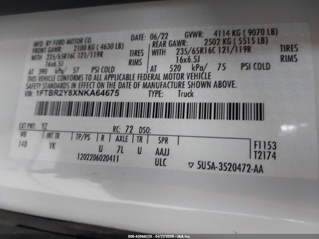 Ford cyclone 2022 1FTBR2Y8XNKA64675 Image 9