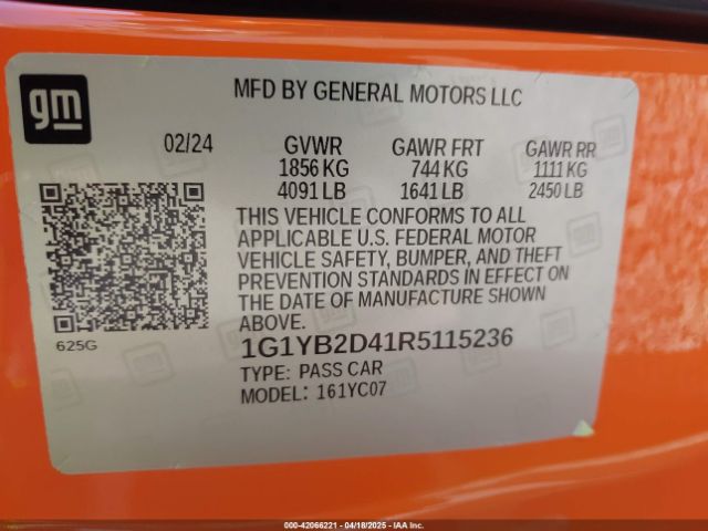2024 CHEVROLET CORVETTE STINGRAY 1G1YB2D41R5115236 Photo 8