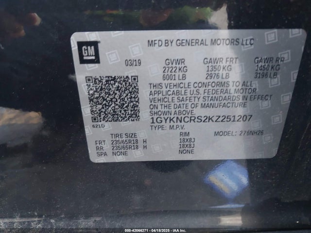 2019 CADILLAC XT5 1GYKNCRS2KZ251207 Photo 8