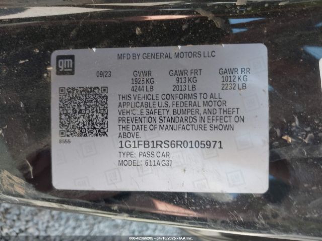 1G1FB1RS6R0105971 Chevrolet Camaro Rwd  1lt