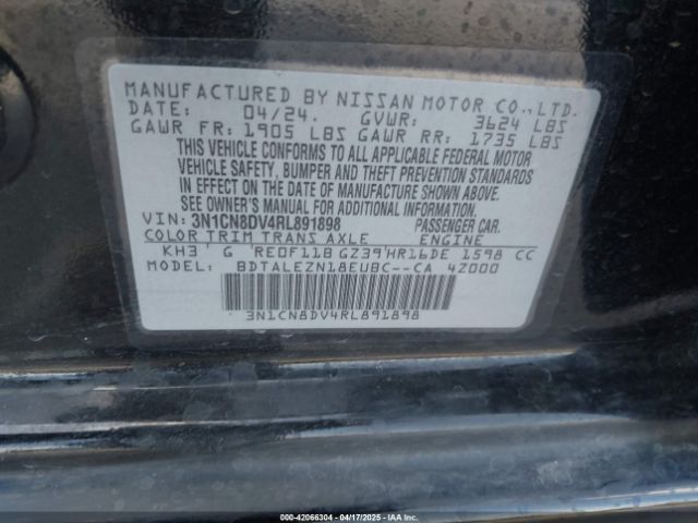 3N1CN8DV4RL891898 Nissan Versa 1.6 S