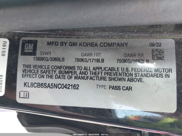 KL8CB6SA5NC042162 Chevrolet Spark Fwd Ls Automatic