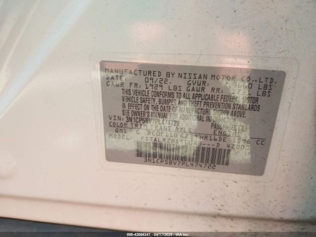 3N1CP5BV7PL474722 Nissan Kicks S Xtronic Cvt