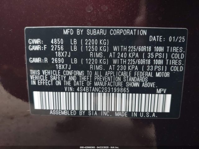 2025 SUBARU OUTBACK 4S4BTANC2S3199865 Photo 8