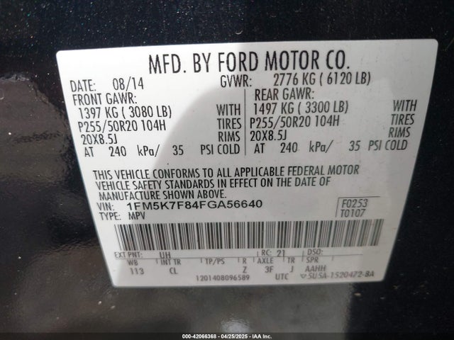 1FM5K7F84FGA56640 Ford Explorer Limited