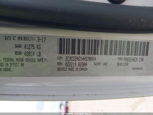 2C3CDZAG1HH578024 Dodge Challenger Sxt