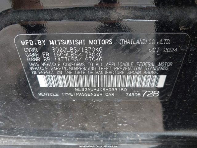 2024 MITSUBISHI MIRAGE ML32AUHJXRH033180 Photo 8