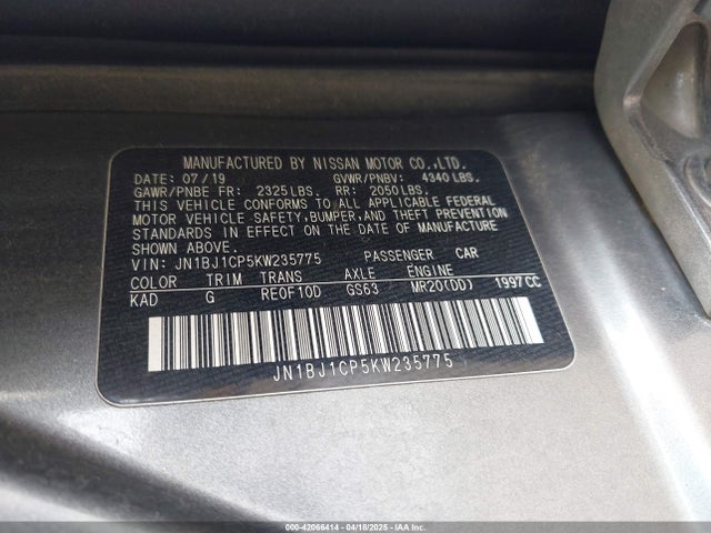 JN1BJ1CP5KW235775 Nissan 2019