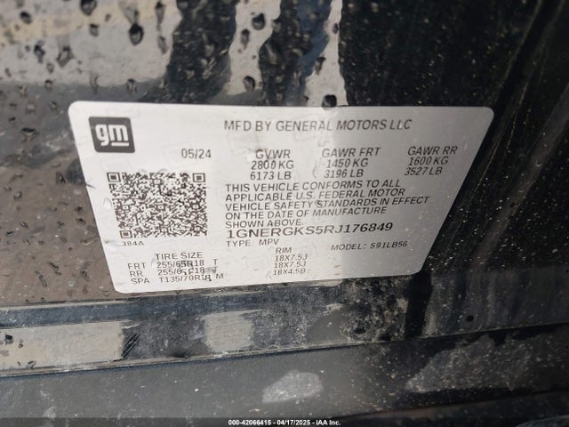 1GNERGKS5RJ176849 Chevrolet lk0
