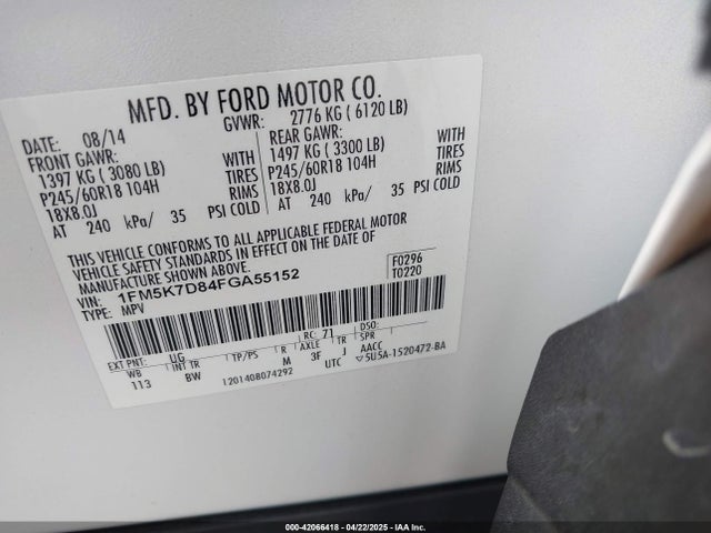 Ford EXPLORER XLT 2015 1FM5K7D84FGA55152 Image 9