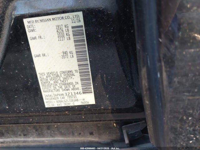 1N4AL3APXHN321346 Nissan Altima 2.5 S