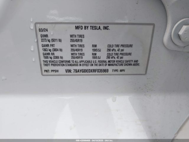 7SAYGDEDXRF035969 Tesla Model Y Long Range Dual Motor All-wheel Drive/rwd