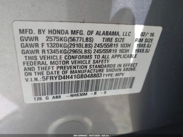 2016 ACURA MDX 5FRYD4H41GB048803 Photo 8