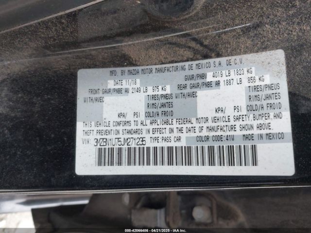3MZBN1U75JM271235 Mazda Mazda3 Sport