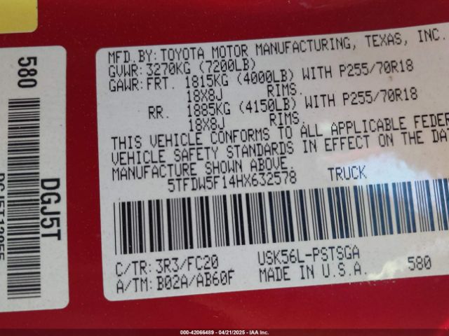 2017 TOYOTA TUNDRA 5TFDW5F14HX632578 Photo 8