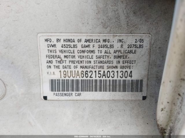 2005 ACURA TL 19UUA66215A031304 Photo 8