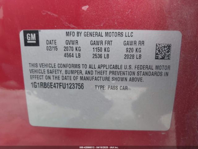2015 CHEVROLET VOLT 1G1RB6E47FU123756 Photo 8