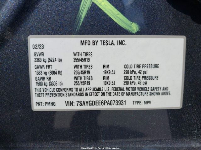 7SAYGDEE6PA073931 Tesla 2023