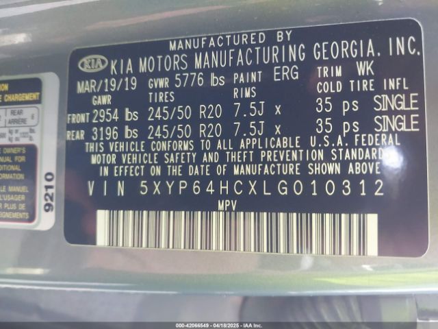 5XYP64HCXLG010312 KIA Telluride S