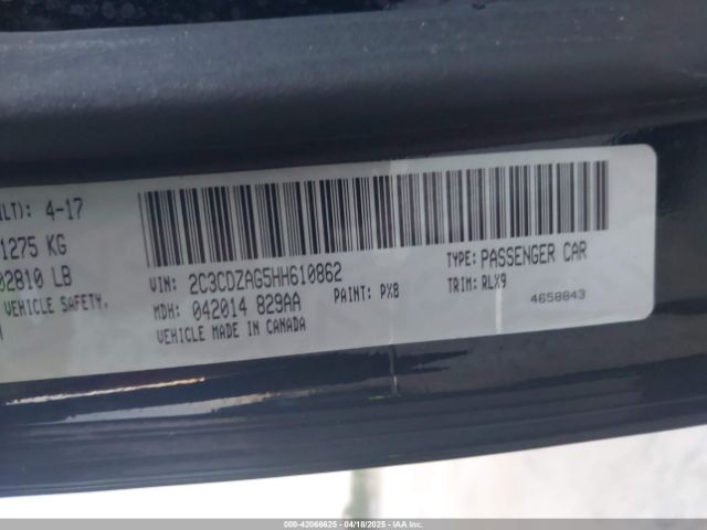2C3CDZAG5HH610862 Dodge Challenger Sxt Plus
