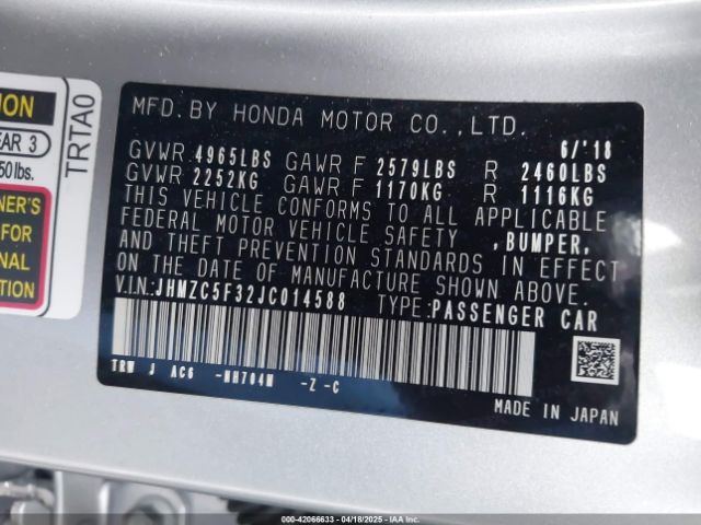 JHMZC5F32JC014588 Honda Clarity Plug-in Hybrid Touring