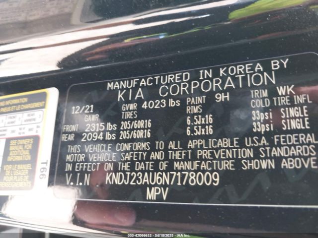 KNDJ23AU6N7178009 KIA SOUL LX
