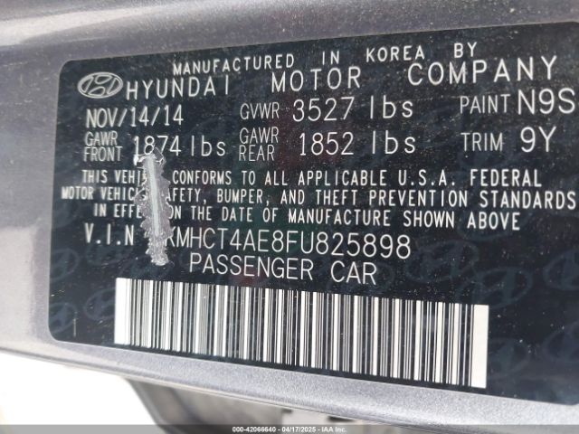 KMHCT4AE8FU825898 Hyundai ACCENT GLS