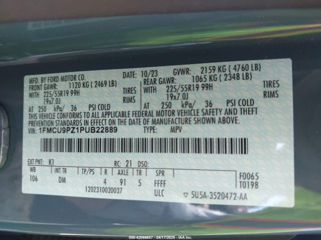 1FMCU9PZ1PUB22889 Ford Escape St-line Elite