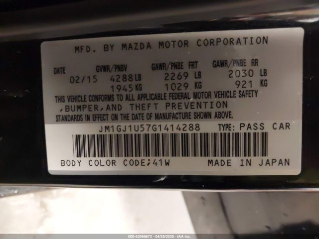 JM1GJ1U57G1414288 Mazda Mazda6 I Sport