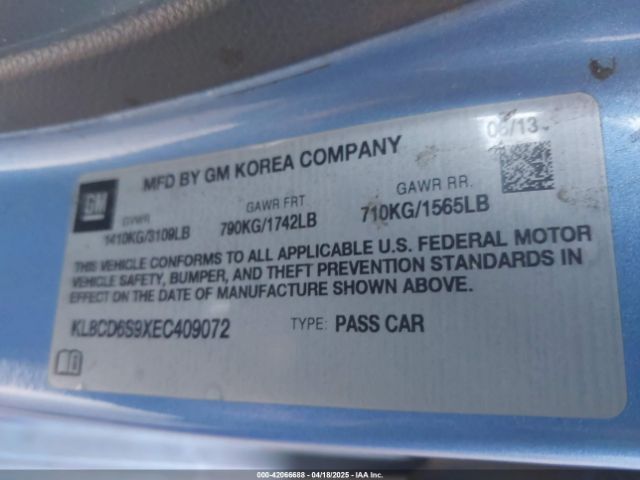 KL8CD6S9XEC409072 Chevrolet Spark 1lt Auto