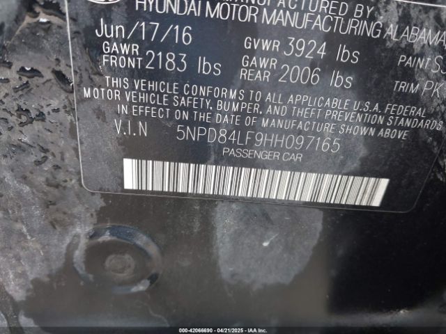 5NPD84LF9HH097165 Hyundai ELANTRA SE