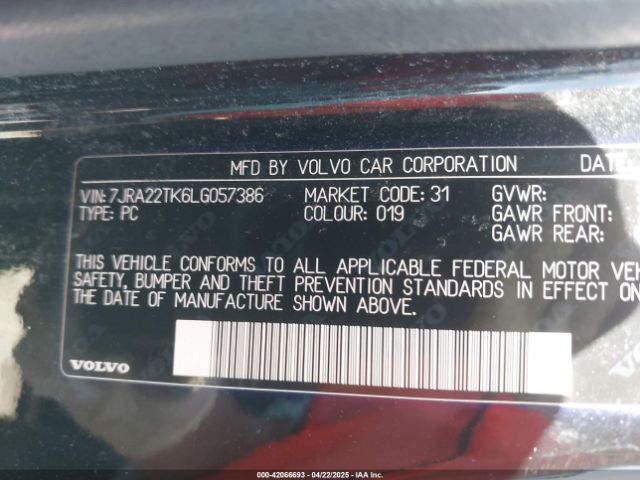 2020 VOLVO S60 7JRA22TK6LG057386 Photo 8
