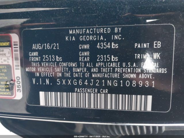 2022 KIA K5 5XXG64J21NG108931 Photo 8