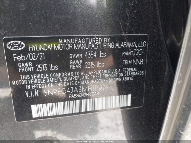 2021 HYUNDAI SONATA 5NPEG4JA3MH117824 Photo 8