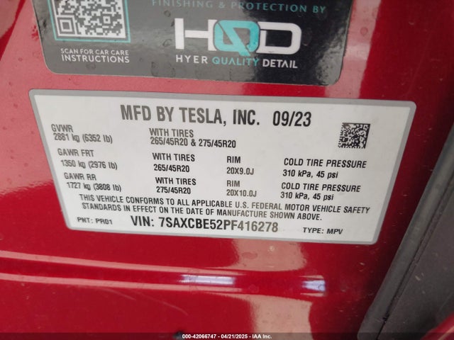 2023 TESLA MODEL X 7SAXCBE52PF416278 Photo 8