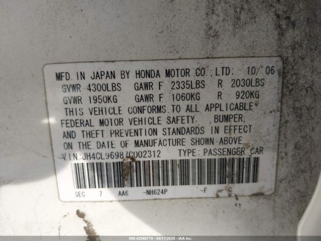 2007 ACURA TSX JH4CL96987C002312 Photo 8