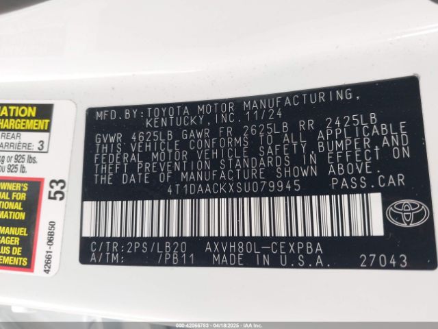 4T1DAACKXSU079945 Toyota CAMRY XSE