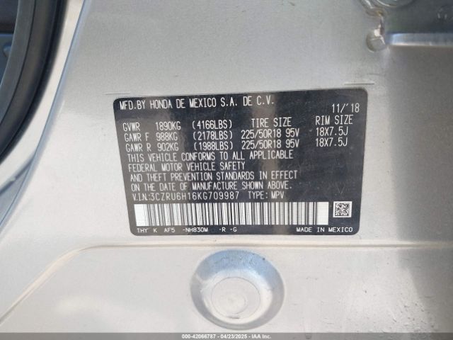 3CZRU6H16KG709987 Honda HR-V SPORT