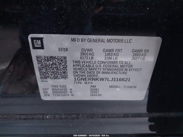1GNERNKW7LJ116621 Chevrolet Traverse Fwd High Country