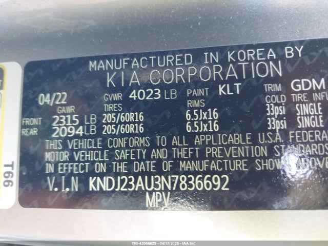 KNDJ23AU3N7836692 KIA SOUL LX