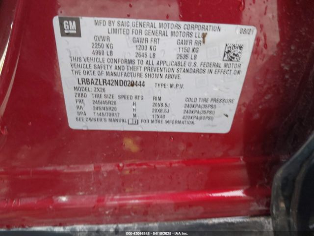 2022 BUICK ENVISION LRBAZLR42ND020444 Photo 8